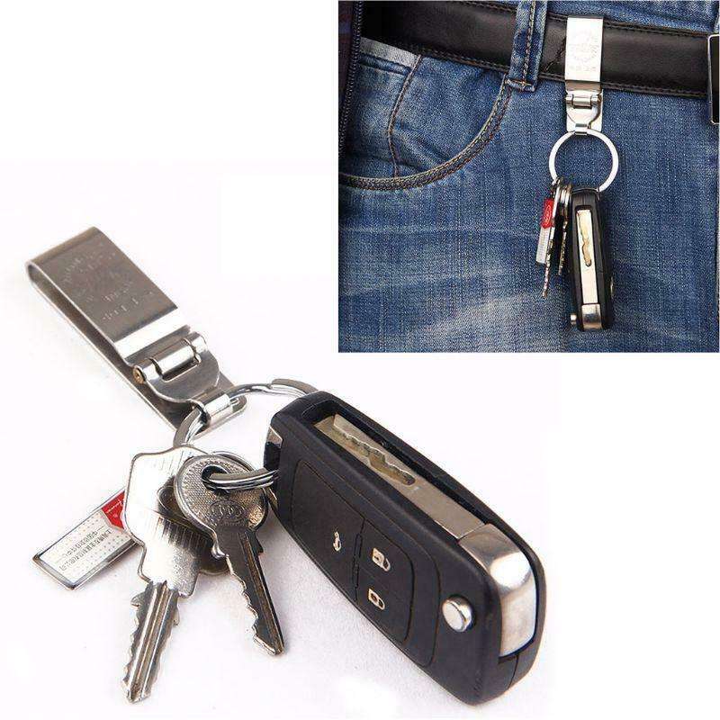 Anti-Lost Heavy Duty Stainless Steel Belt Keyring Key Holder Key-Clip Detachable