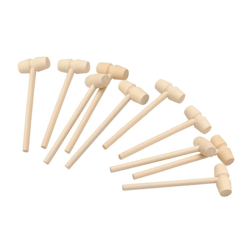 10x Wooden Hammer Flat Head Small Unpainted Kids Games Educational Toys Baby