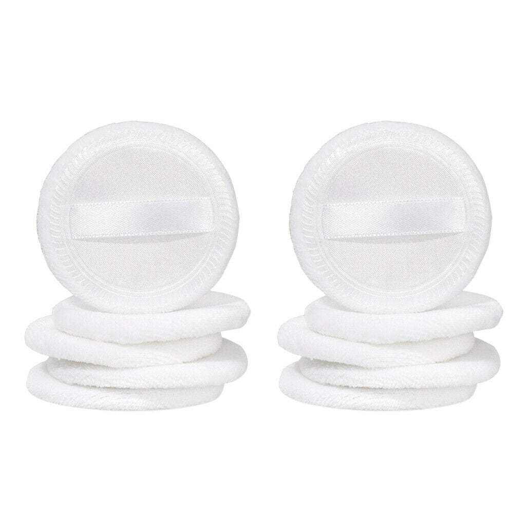 of 10 Round Cosmetic Blusher Finished Powder Foundation Puff 2.3'' White