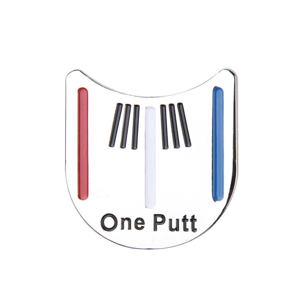 Red White Blue Striped One Putt Golf Putting Alignment Ball Marker +Hat Clip
