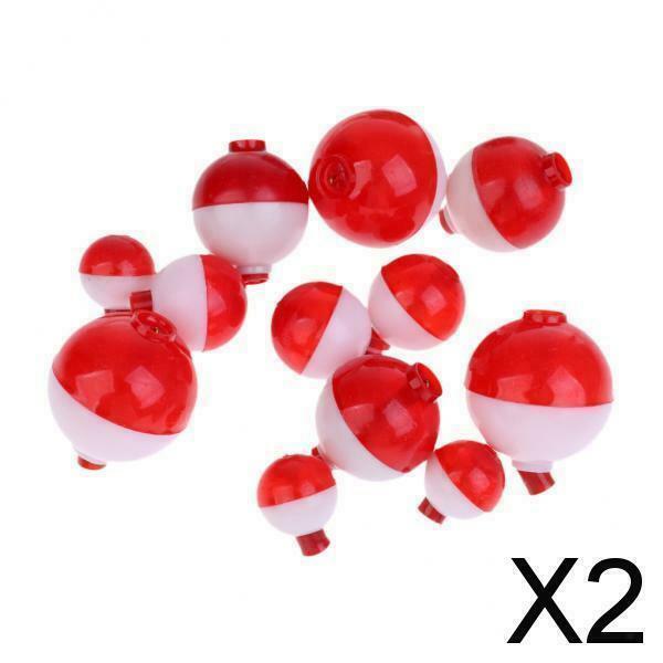 2X Lot Of 12pcs Fishing Bobber  Round Snap Fishing Float Set