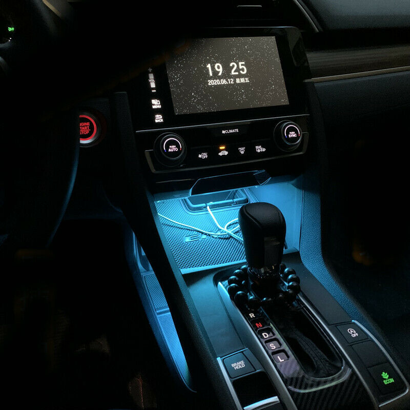 2  In 1 USB Car LED Central Light Strip Interior Atmosphere Glow Neon Lamp Decor