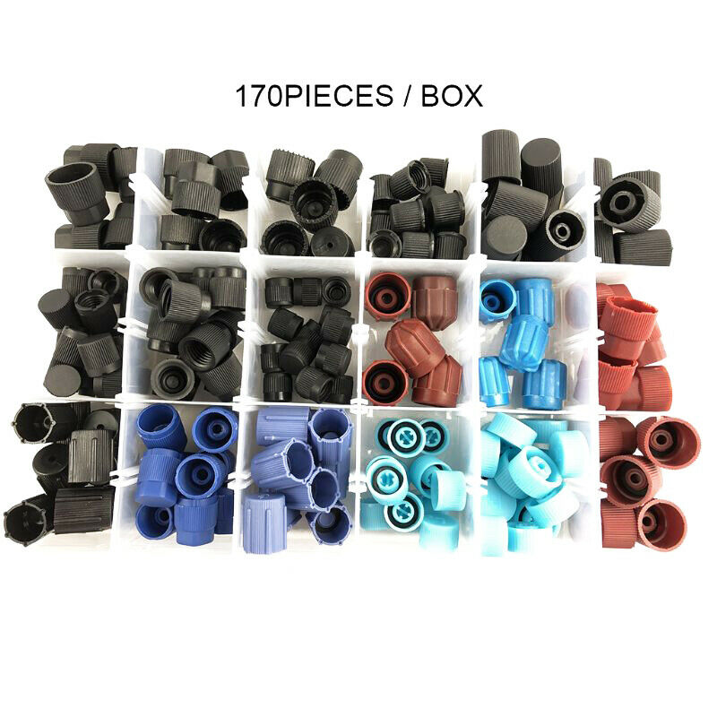 170pcs Car SUV Repair A/C R134a R12 High Low Side Valve Core Port Dust Cap KIt