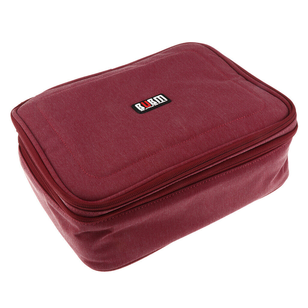 Soft Storage Bag Digital Accessories Case Mobile Power Headset Cable L red
