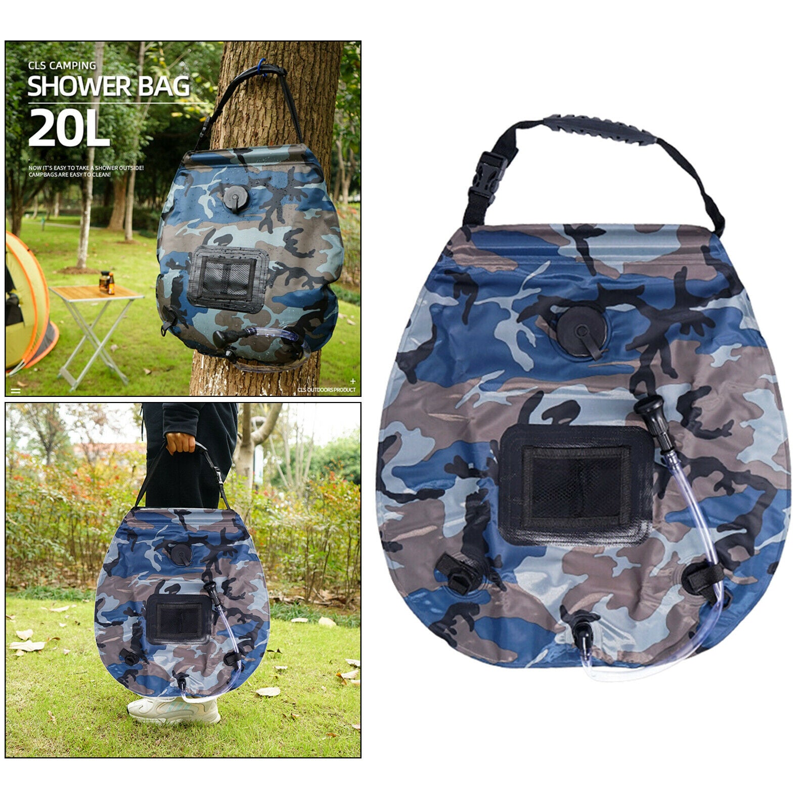 5 Gallons/20L Solar Lightweight Camping Shower Bath Bag for Summer Hiking