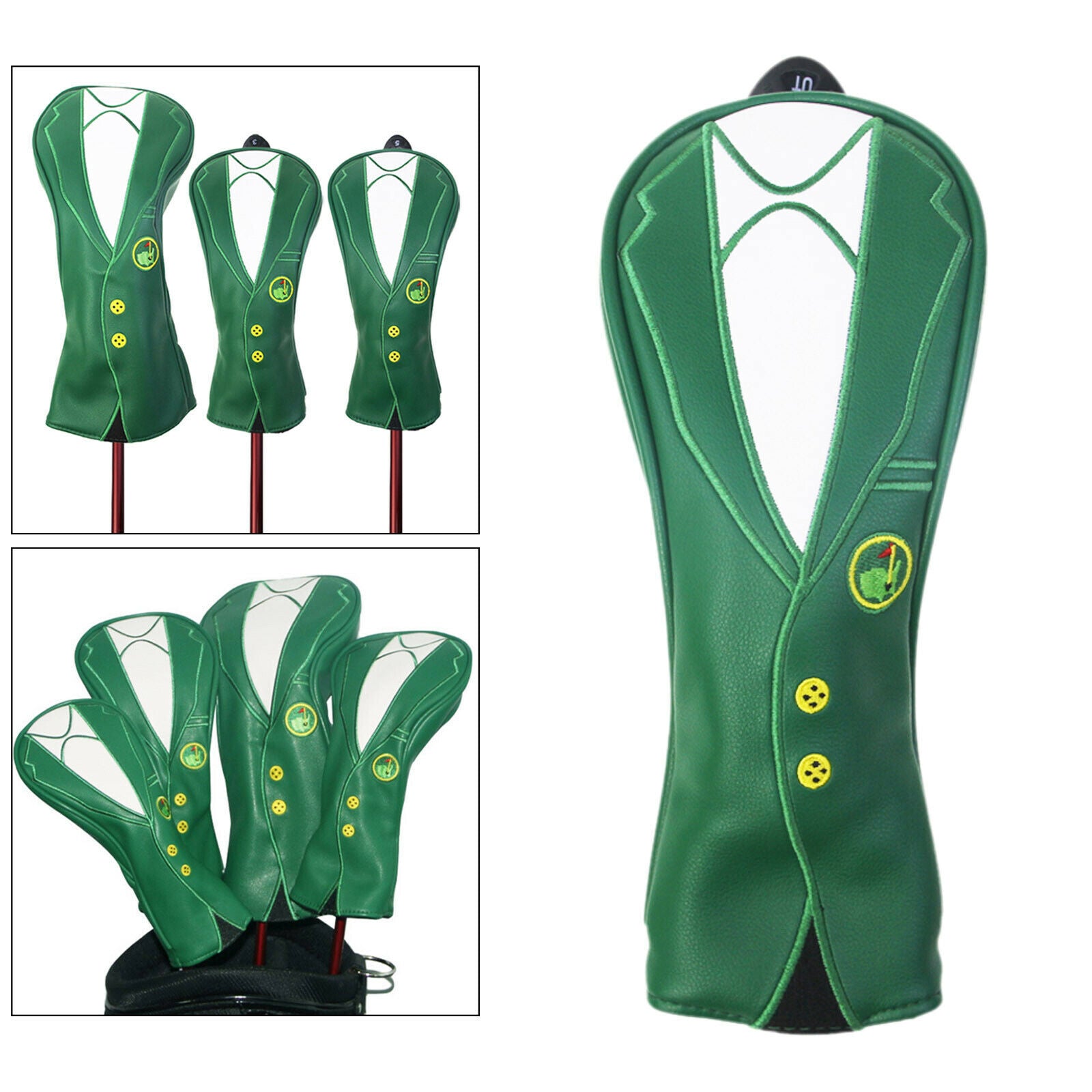 2X Golf Wood Headcover Durable Green Drivers Covers Protector Guard Sleeve UT