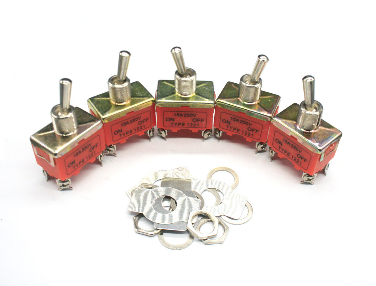 5pcs DPST ON/OFF Industrial Toggle Switches 1221 Double pole single throw