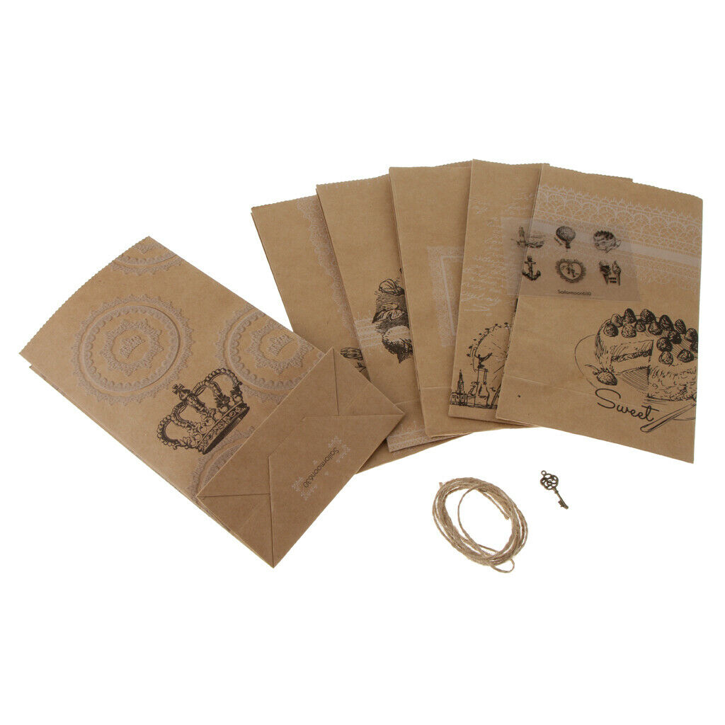 6 Pieces Kraft Paper Food Gift Bags with Self Adhesive Sealing Stickers