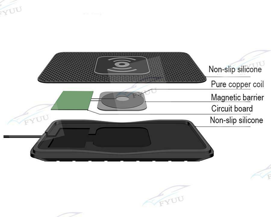 10W Qi Wireless Car Phone Charger Fast Charging pad mat Smartphone Charger Black