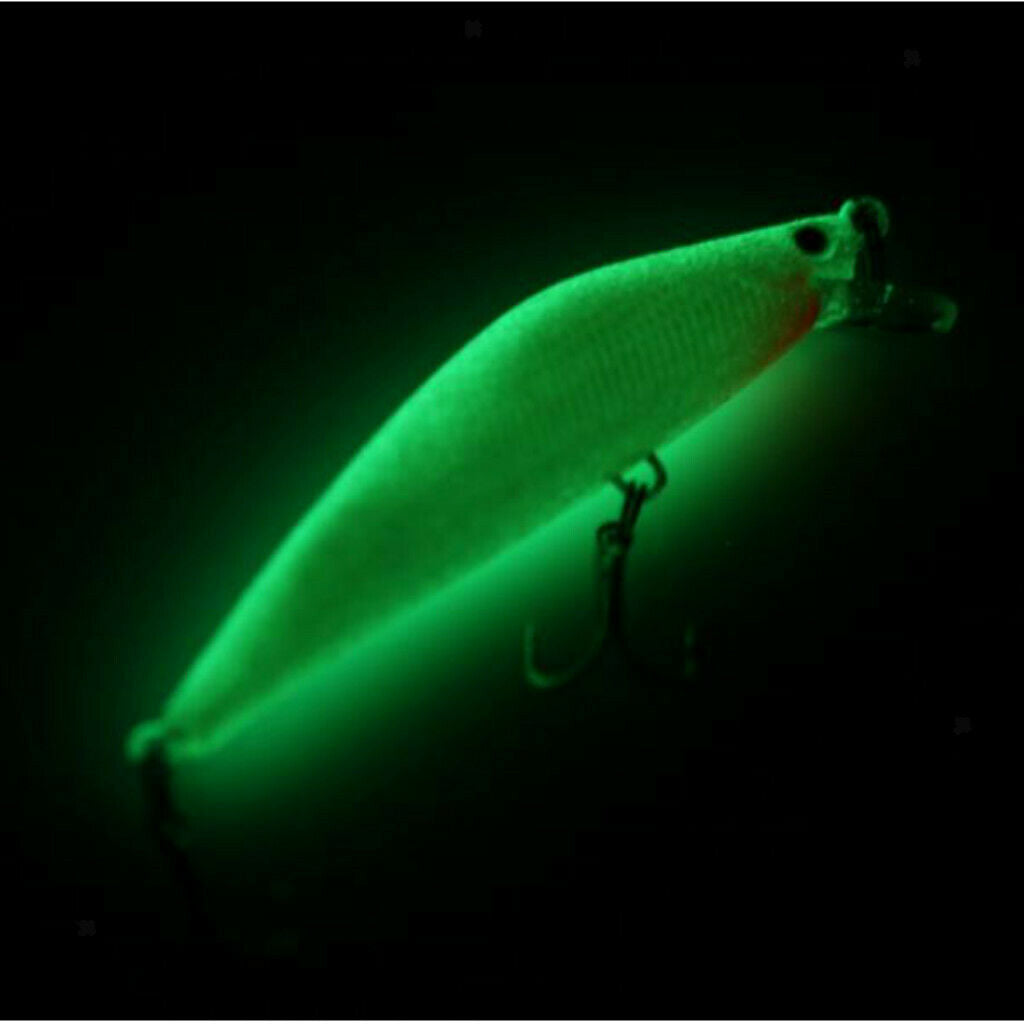 1 X Luminous Night Bait Fishing Lures Bass Crank Tackle Minnow