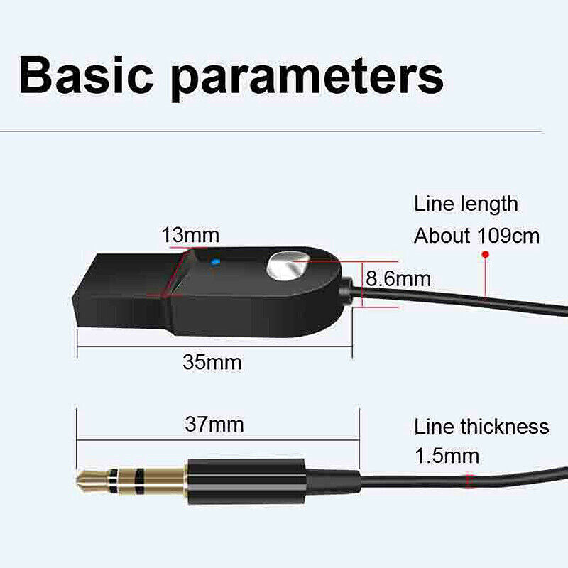 Bluetooth 5.0 Adapter Hands-Free Car Kits for 3.5mm AUX Audio Car Speaker/HomeM1