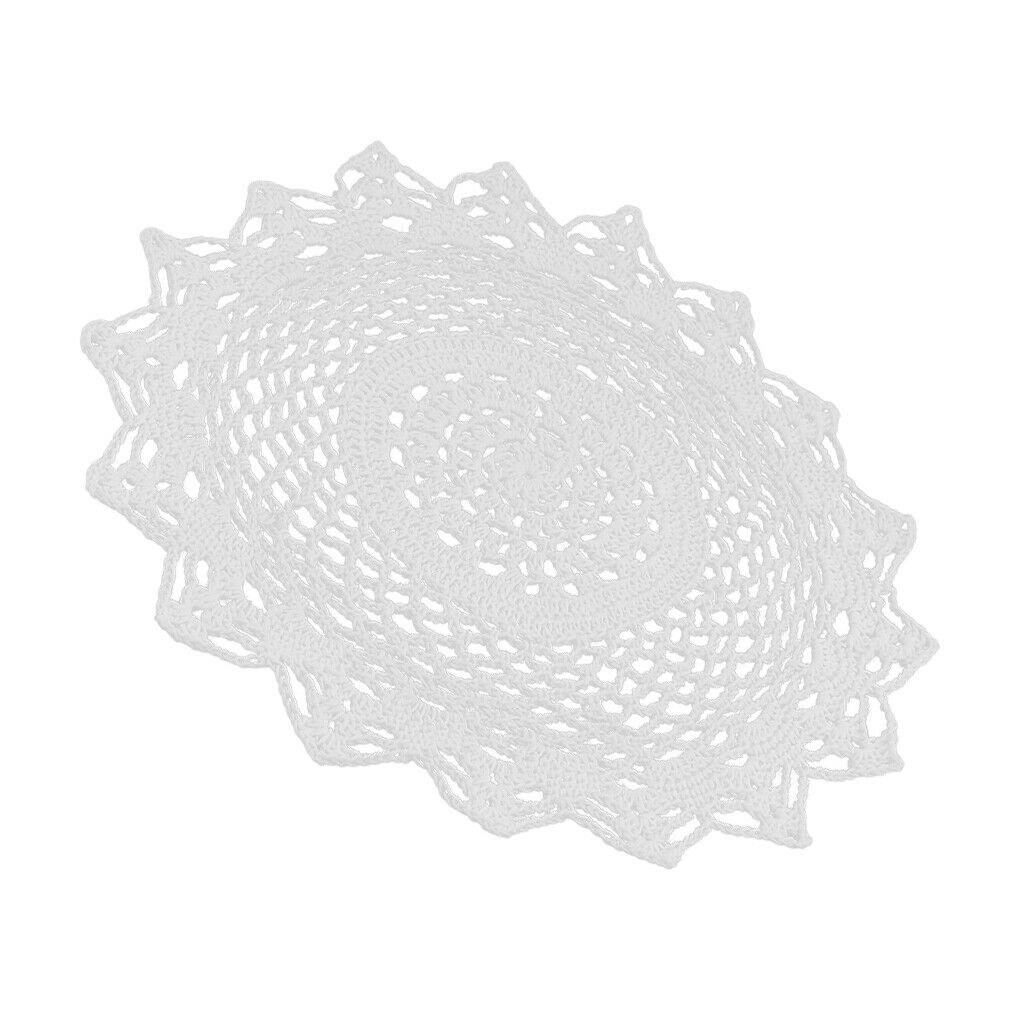 Flower Shaped White Crochet Cotton Lace Doily Table Placemat Doilies Mat30cm