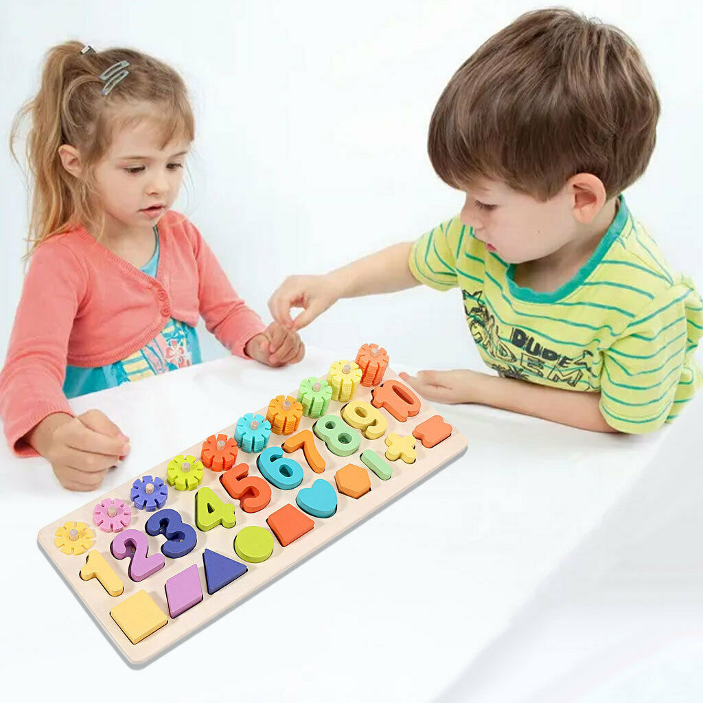 kids 3 in 1 Matching Board Toys Shapes Numbers Game Hand-eye Coordination