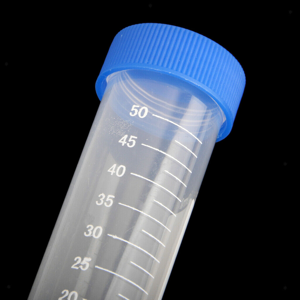 4X 5pcs 50ml Plastic Graduated Cylinder Centrifuge Tube Laboratory Test w/ Caps