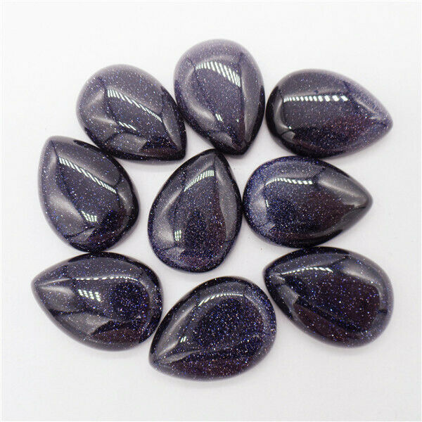15Pcs 25x18x6mm Wholesale Blue Sand Stone Teardrop Cab Cabochon HH9657