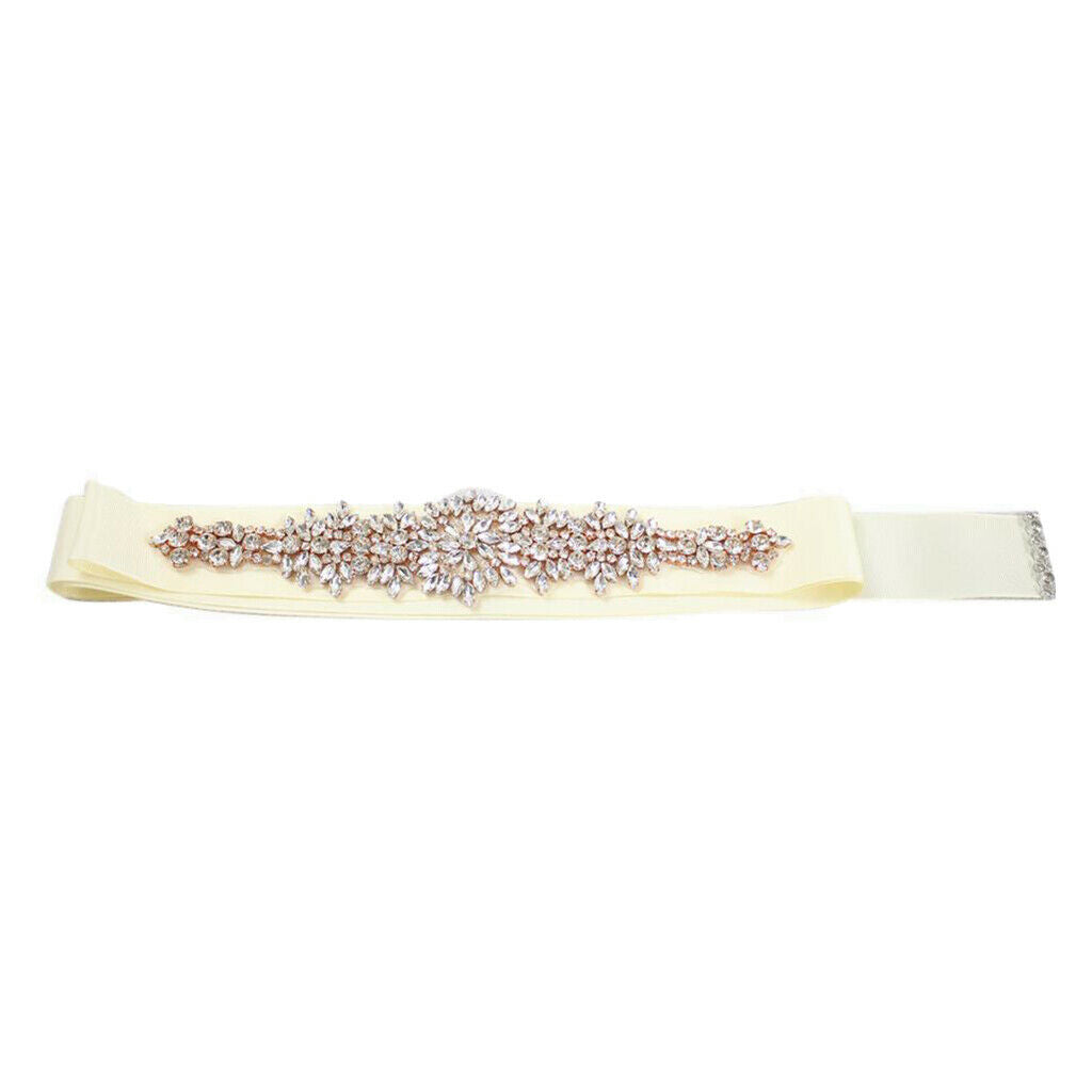Rhinestone Flower Bridal Belt Diamante Sash Beaded Women Dress Waistband