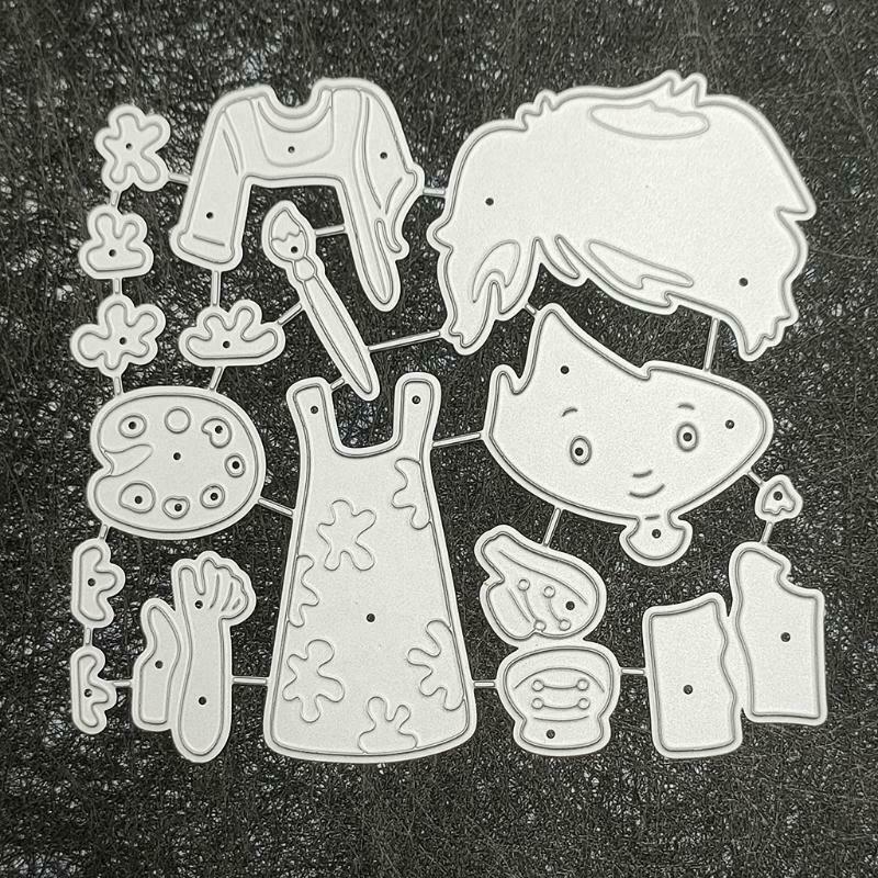 Cartoon Drawing Boy Carbon Steel Cutting Dies DIY Scrapbooking Photo Album Cards