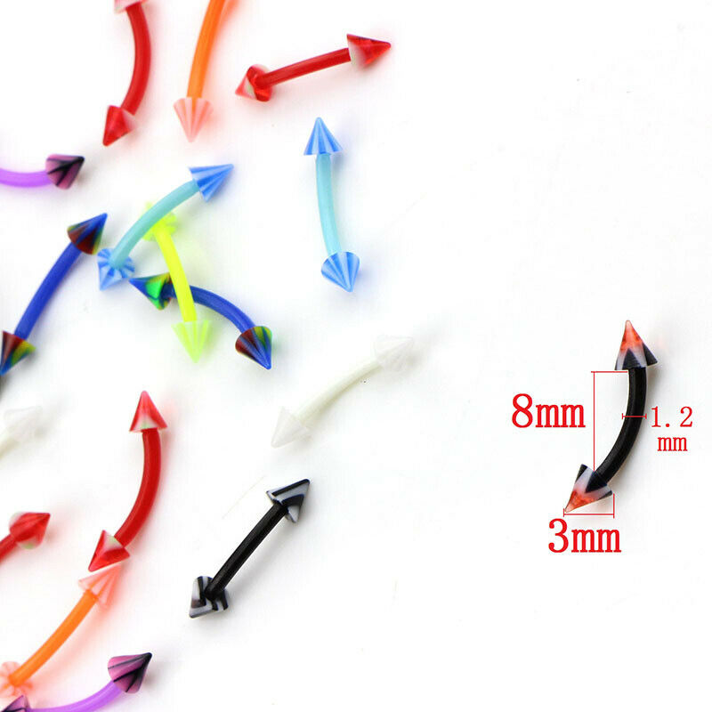 20Pcs Curved Barbell Eyebrow Rings Bar Tragus Ear Stud Helix Piercing Jewelry_DD