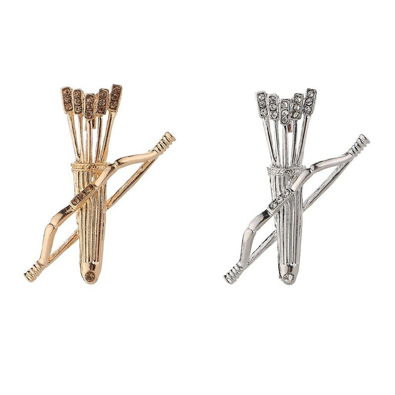 Novelty Metal Bow and Arrow Brooches Cardigan Lapel Pin Badge Collar Clips