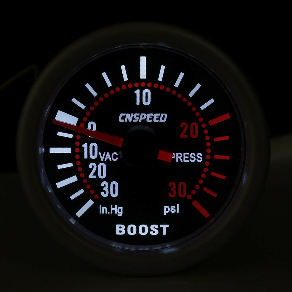 Universal 52mm 2â€³ White Digital LED Turbo Boost Meter Pressure Gauge Tint Psi