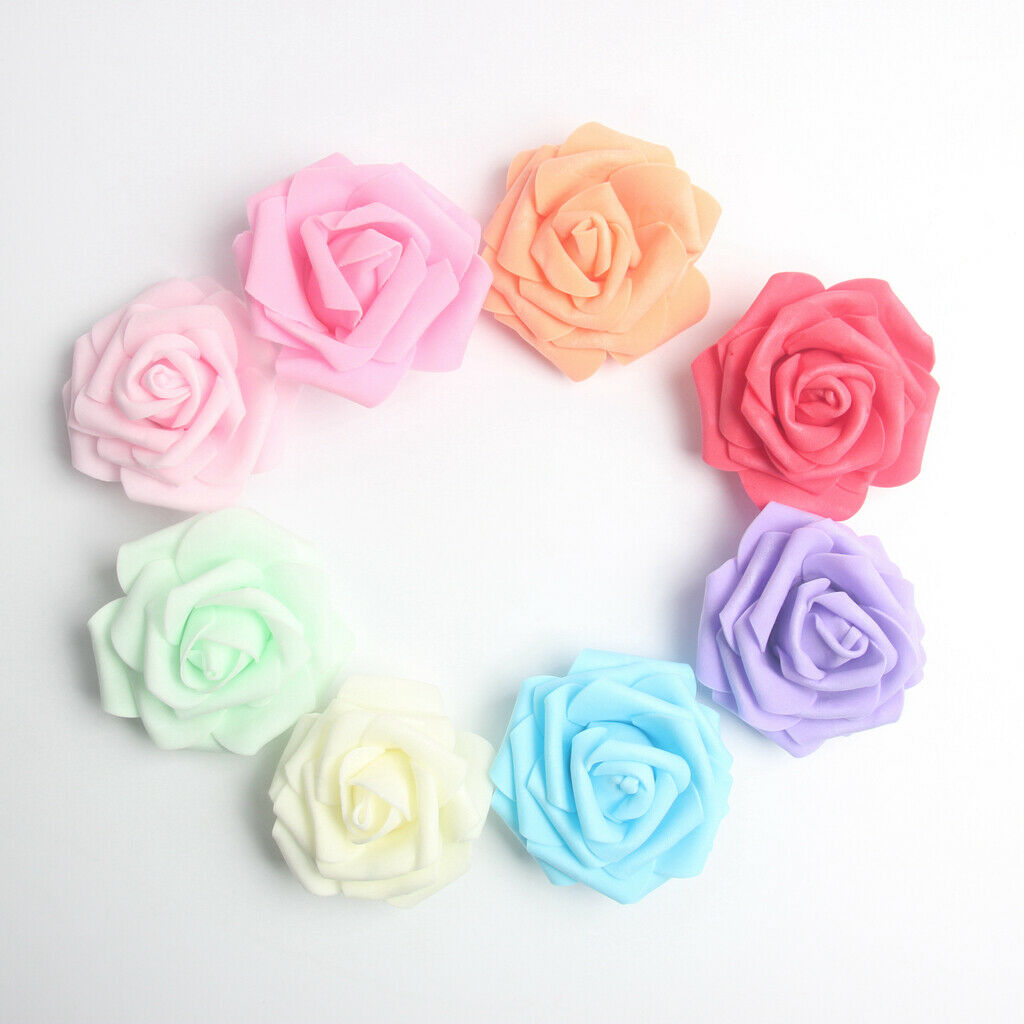 100 Pieces 8 cm Colorful Foam Roses Head Bulk for Wedding Bridesmaid Bridal