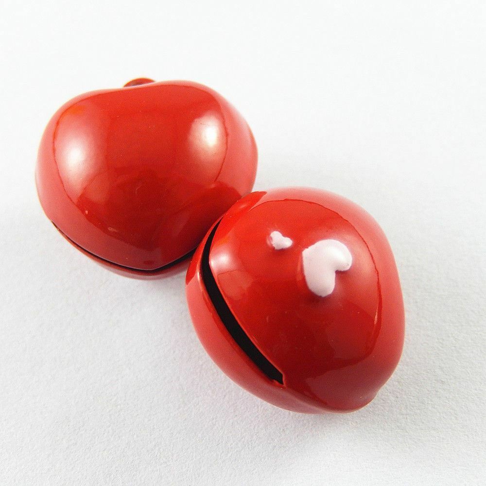 10 pcs Brass Made Red Love Heart Jingle Bell Pendant Jewelry Craft Findings