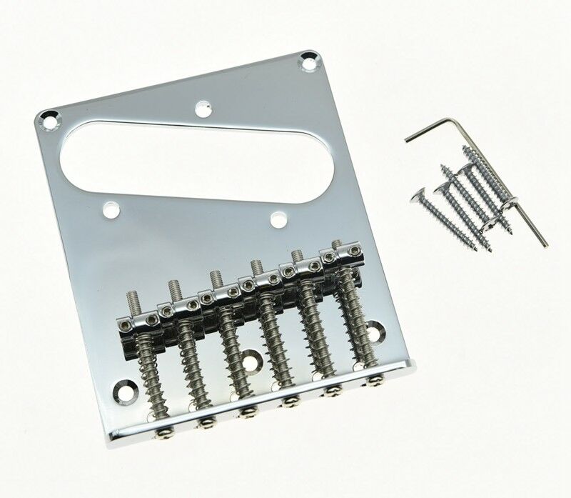 Tele Style Single Coil Guitar Bridge with 6 Barrel Saddles for Telecaster Chrome
