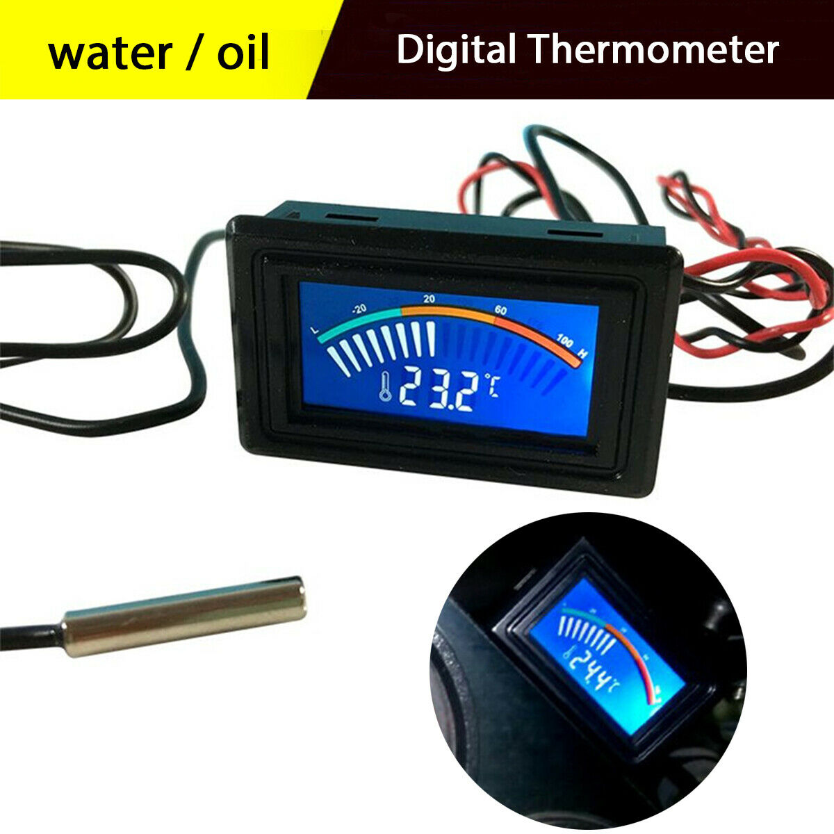Digit Display Meter Car Oil / Water Chargecooler Temperature Celsius Measurement