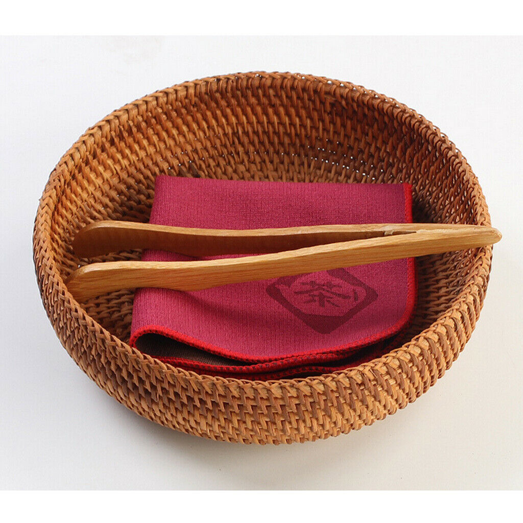 Handmade Round Woven Bread Roll Basket Fruits Bowl Storage Tray Container