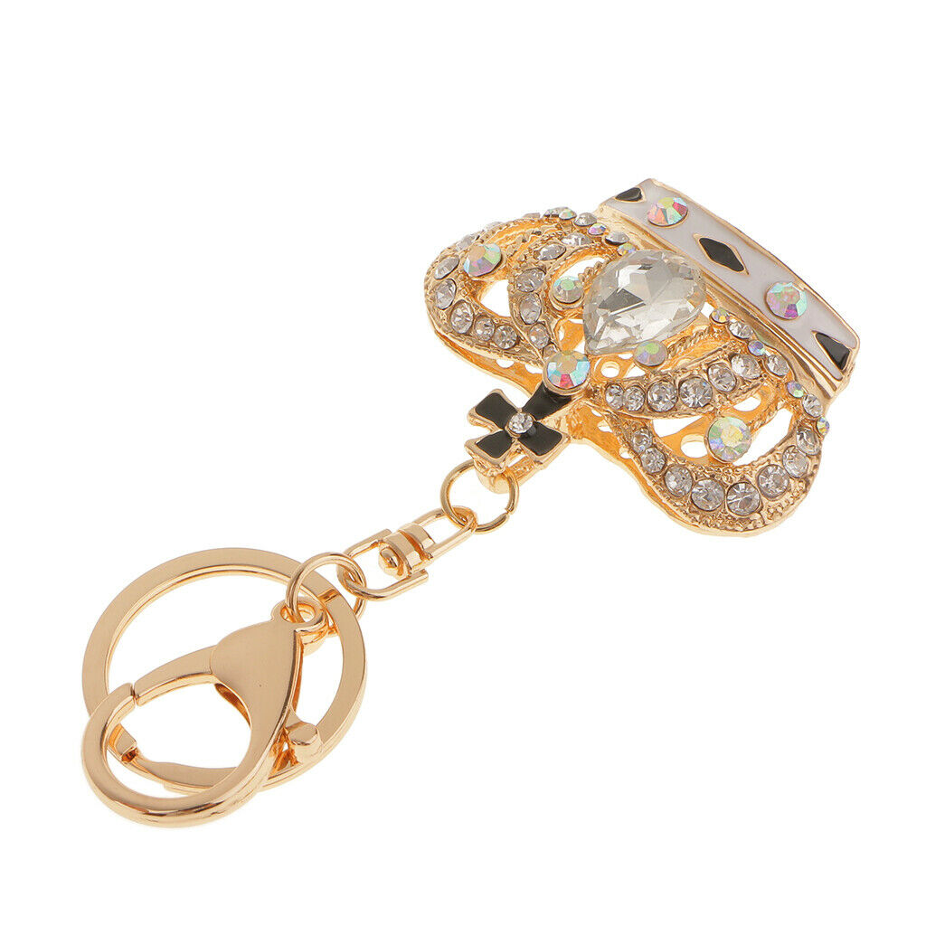 Keyring with Chain Pendant Keyring with Crystal Pendant Keyring with White