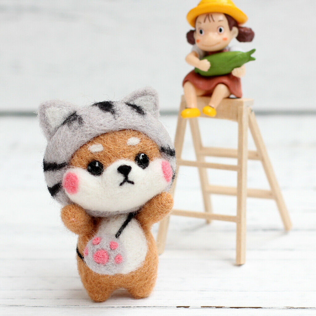 5pcs Cute Shiba Inu Dog Felting Kit Arts And Crafts Wool Kit DIY Decoration