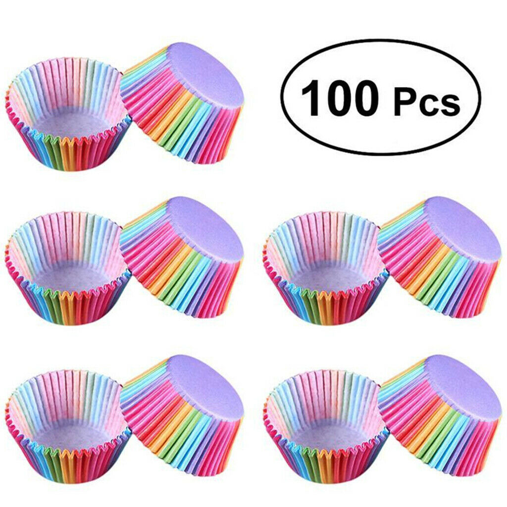 100 Pieces Rainbow Color Cupcake Baking Paper Cup Muffin Liners Standard Size