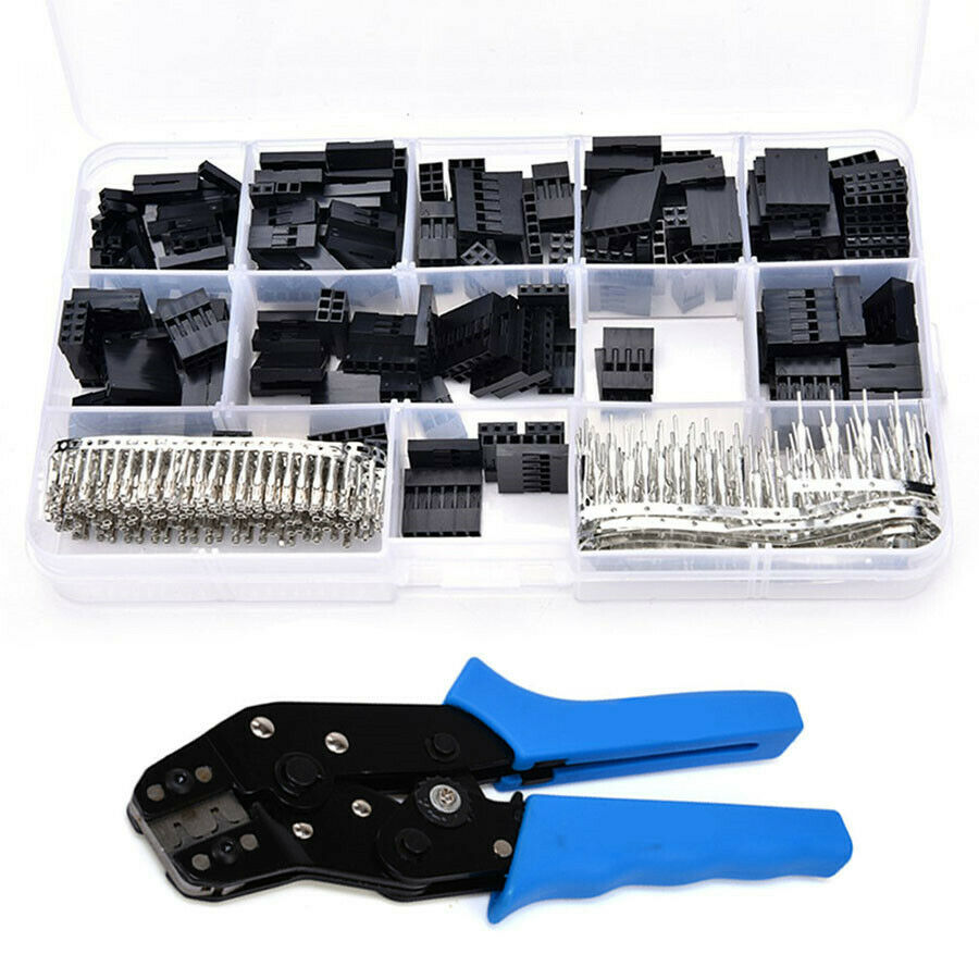 610Pcs 2.54mm Wire Jumper Housing Pin Connector & SN01BM Terminal Crimping Tool