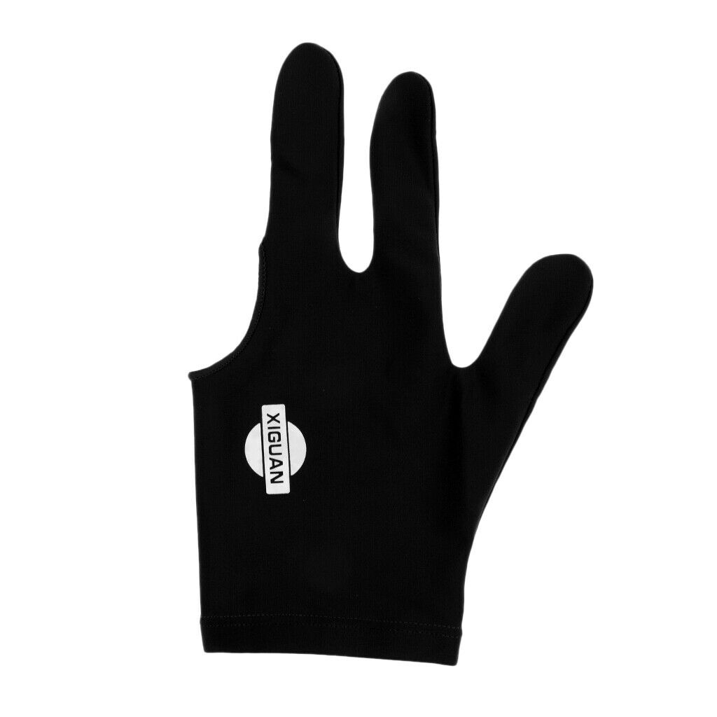 Spandex Snooker Billiard Pool Cue Glove Left Hand 3 Finger Accessory Black