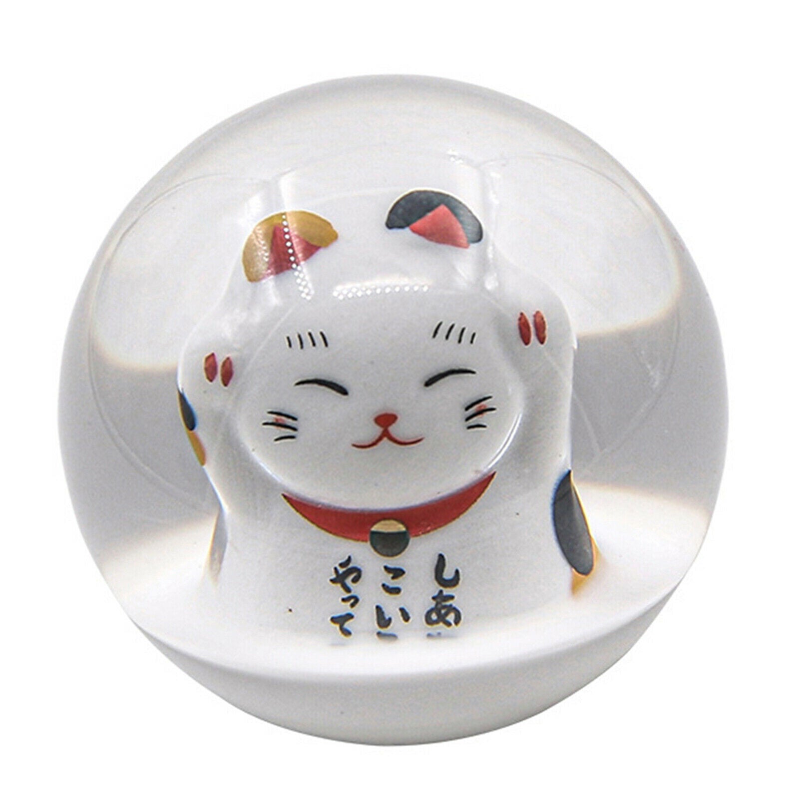 Cute Fortune Lucky Cat 70MM Round Ball Gear Knob with Adapters JDM M8 M10 M12