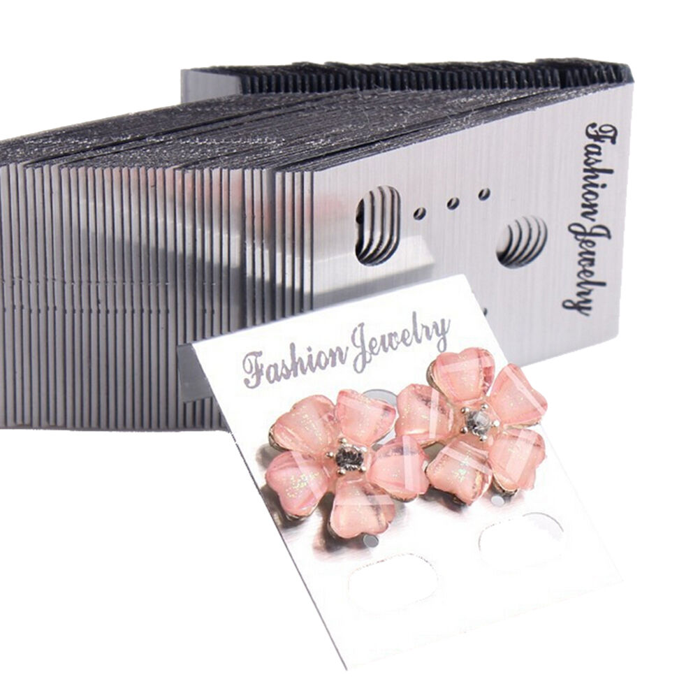 100XSilver Professional Type Plastic Earring Studs Holder Display Hang.Ca.l8