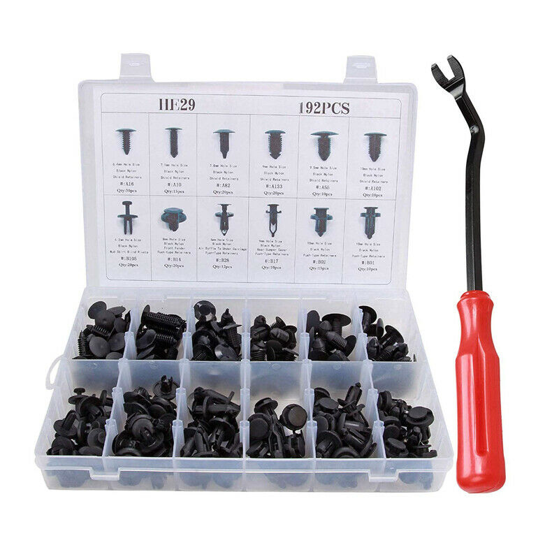 192PCS Car Panel Retainer Push Pin Rivet Trim Clip Bumper Fastener Assorted Kit