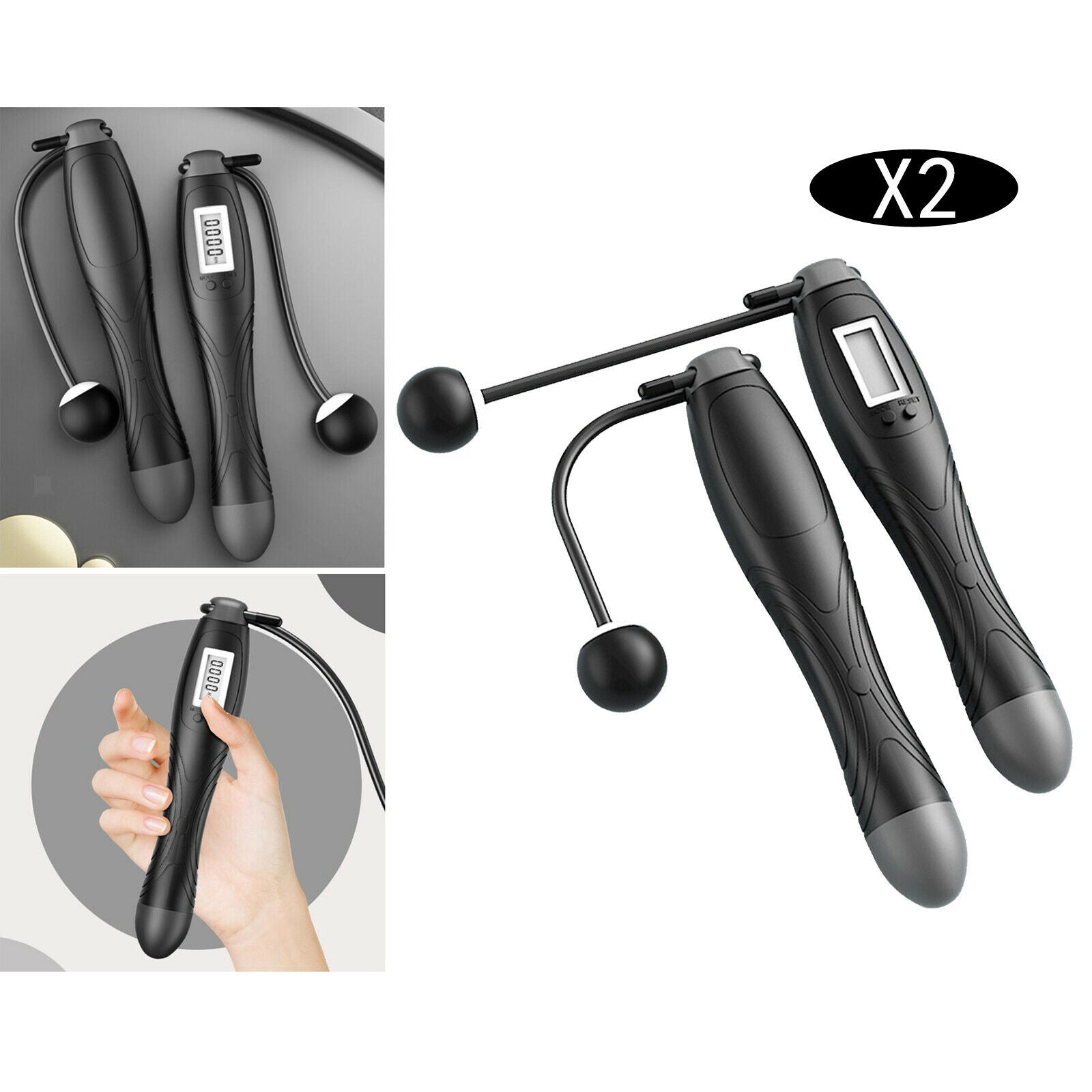 2pcs Weighted Cordless Jump Rope Dual Mode Calorie Consumption Training Tool