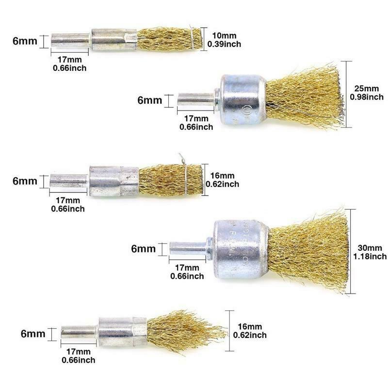 9pcs Wire Brush for Drill Carbon Steel Crimped Wire Wheel for Cleaning Rust
