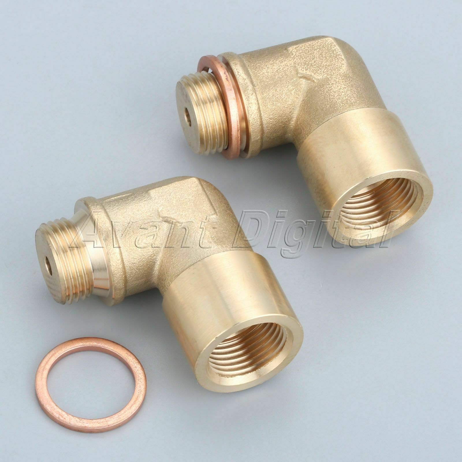 Brass Oxygen Sensor Exhaust Extension Spacer CEL Fix 90 Degree Angled Bung 2Pcs