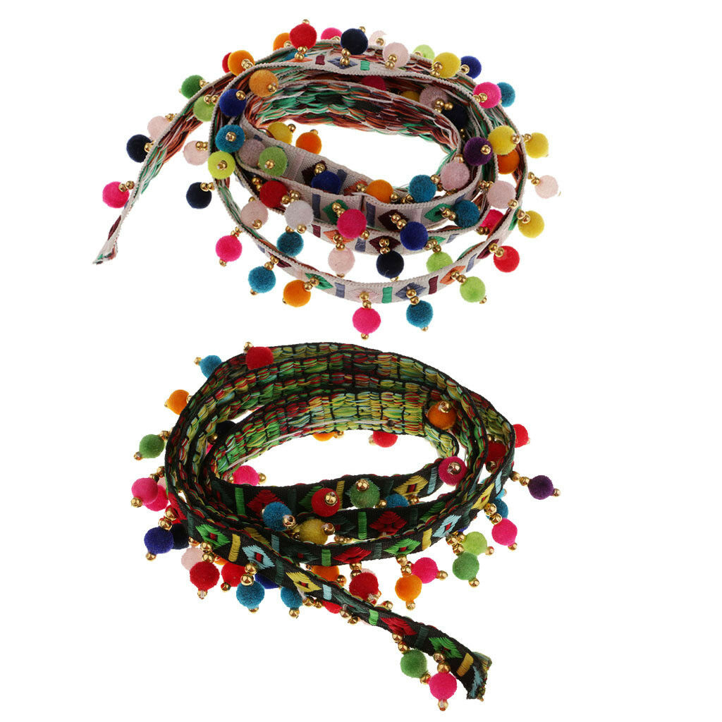 2Pcs Boho Fringe Trim Tassel Curtain Wedding Dress Ribbon DIY Sewing Craft