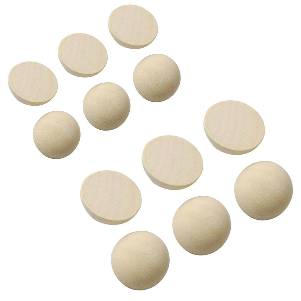 200pack Unfinished Half Blocks Natural Wooden Dome Ball Beads Loose 15mm / 20mm