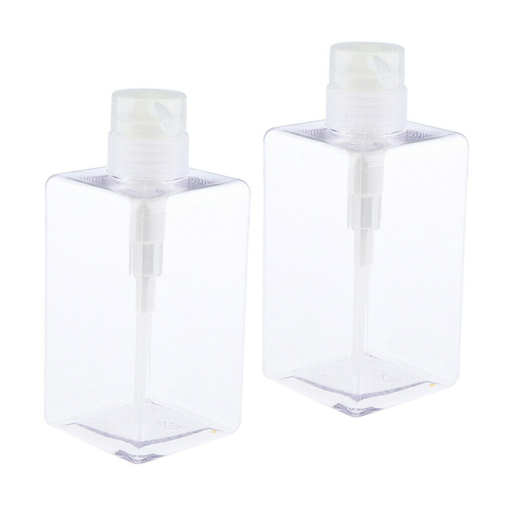 Empty Shampoo Conditioner Pump Bottle Refillable Container 450ml Clear 2pcs
