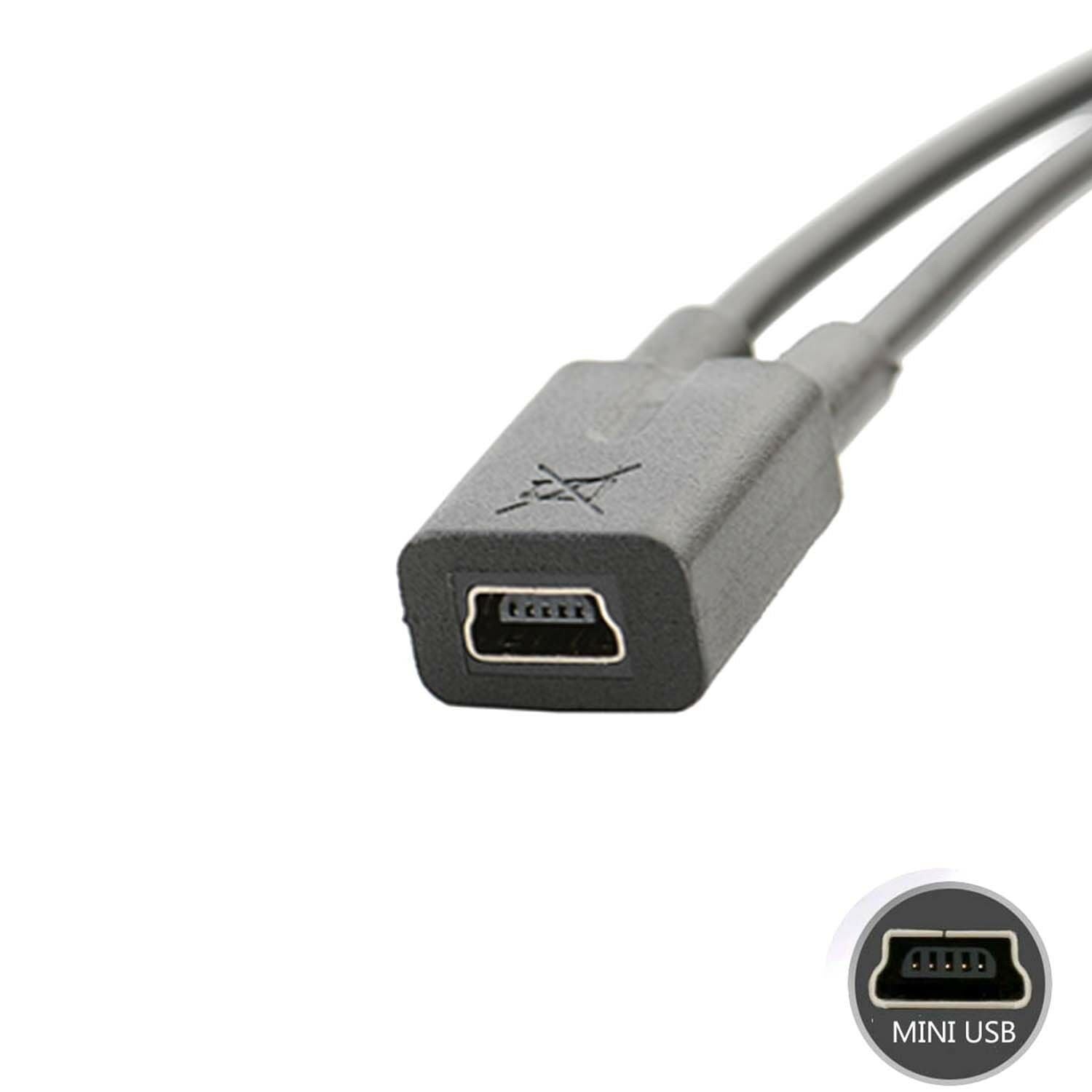 Mini USB Female To Dual 2x Male Splitter Y Extension Charger Adapter Cable mg