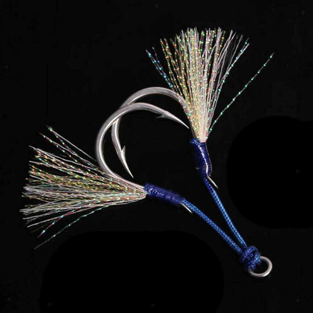 2X Jig Hooks Fishing Hooks Barbed Hooks Assist Hooks in Solid Ring 6