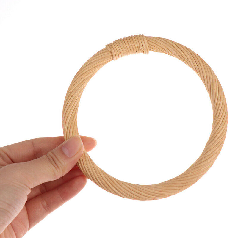 Round Weave Wooden Rattan Replacement Handle Handbag Purse Frame DIY Bag Pa Rf