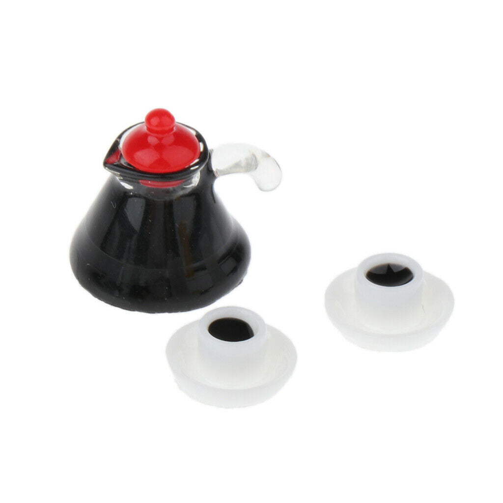 1/12 Scale Coffee Maker Machine with Kettle Cups Set Kitchen Utensils for