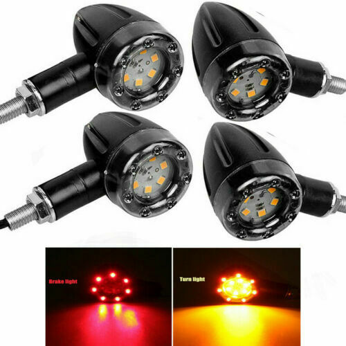4PCS LED 8mm Motorcycle Turn Signal Indicator Light Amber Blinker Universal Fit