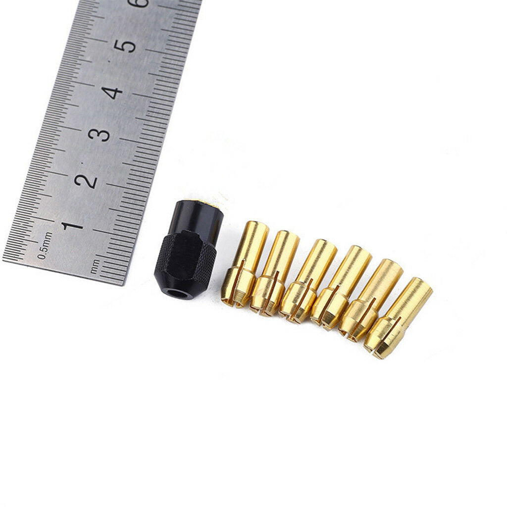 Pack of 6pcs Brass Drill Bit Collet Mini Twist Drill Tool Chuck Set Adapter
