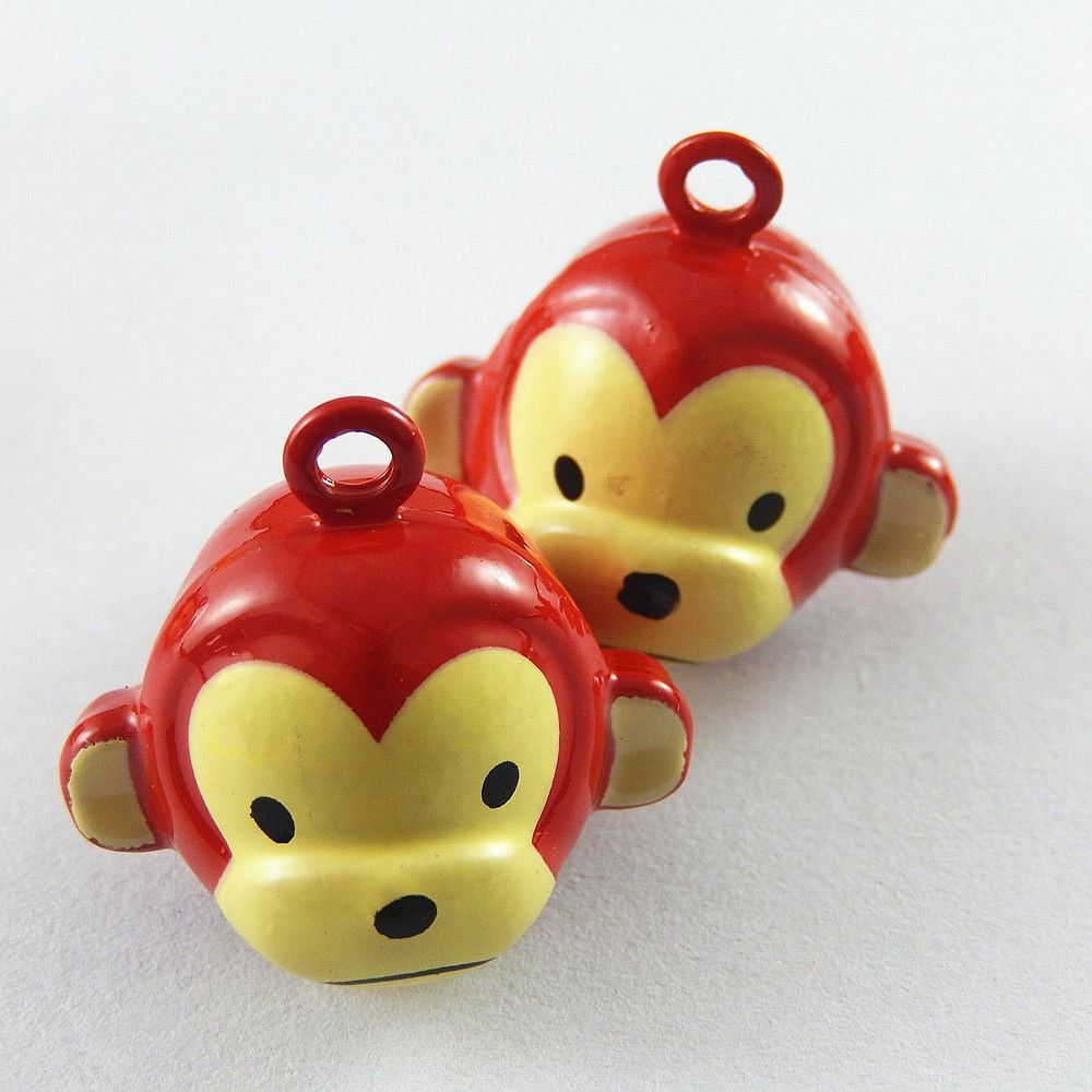 10pcs Brass Cute Monkey Head Jingle Bells Pendant Pet Bells Dog Cat Bells Lovely